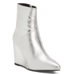 SEYCHELLES Silver Leather Only Girl Wedge Booties